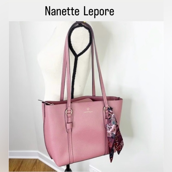 Nanette Lepore Blush Pink Tote with Scarf Accent Bag - Picture 1 of 16